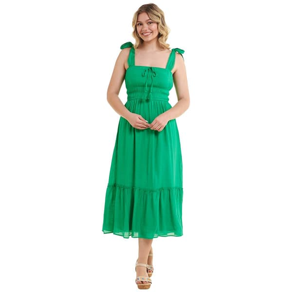 Juniors Trixxi Linen Tie Shoulder Midi Dress