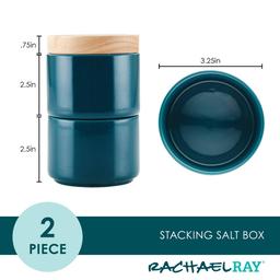 Rachael Ray 2pc. Ceramic Stacking Spice Box Set w/Lid-Teal Blue