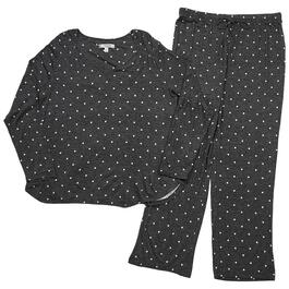 Plus Size Ellen Tracy Long Sleeve Dot V-Neck Pajama Set