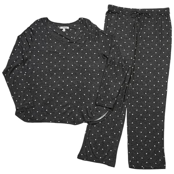 Womens Ellen Tracy Long Sleeve Dot Pattern V-Neck Pajama Set - image 