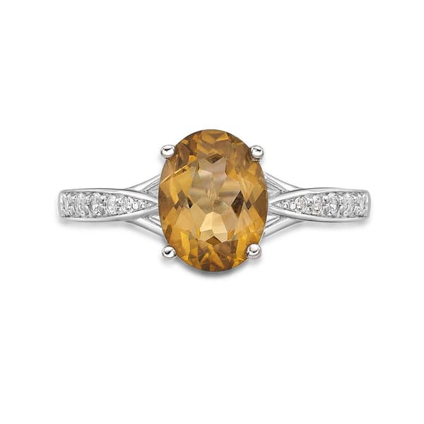 Sterling Silver Ring w/ Citrine & White Topaz Gemstones