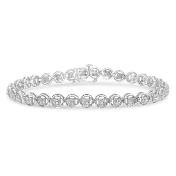 Diamond Classics&#40;tm&#41; Silver Round Link Diamond Tennis Bracelet - image 