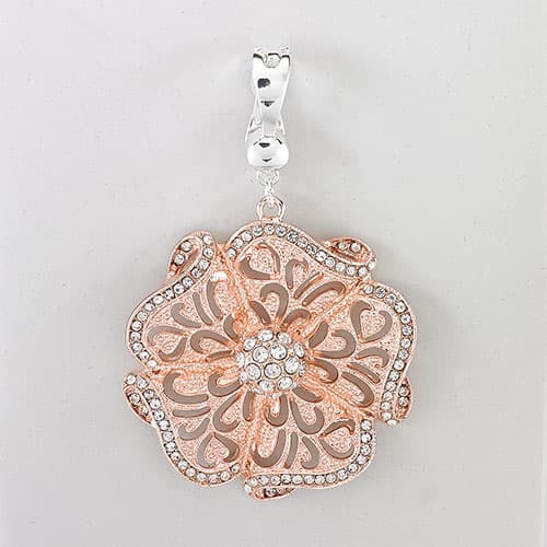Wearable Art Rose Gold Crystal Filigree Flower Enhancer - image 