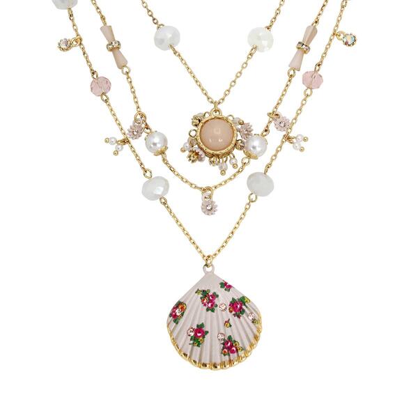 Betsey Johnson Floral Shell Layered Necklace