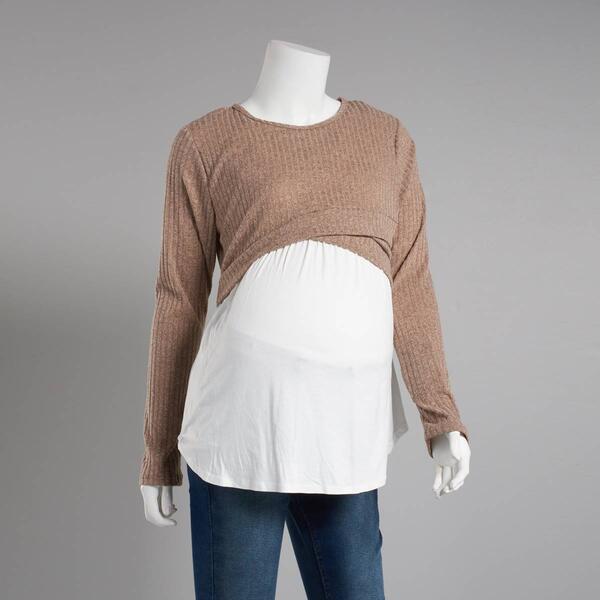 Womens Due Time Long Sleeve Crop Knit Long Knit Tee - image 