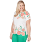 Petite Alfred Dunner Resort Living Floral Scallop Hem Blouse - image 3