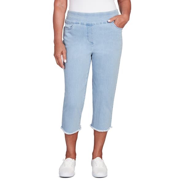 Petite Alfred Dunner Classics Neutral Denim Fringe Capri Pants