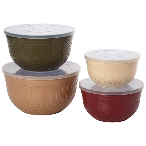 Gourmet Kitchen 4pc. Herringbone Mixing Bowl Set with Lids - image 