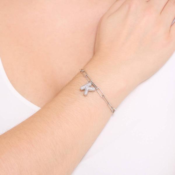 Athra Fine Silver Plated CZ K Initial Bracelet