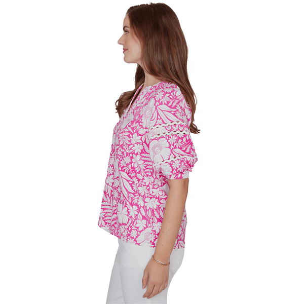 Petite Ruby Rd. Hothouse Florals Puff Sleeve Blouse