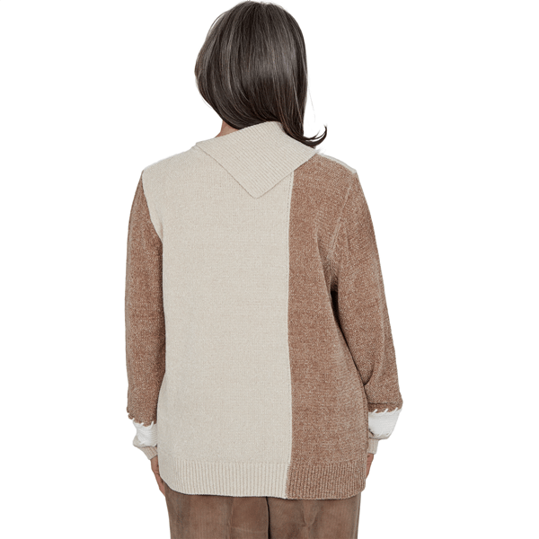 Petite Alfred Dunner Sunset Ridge Color Block Chenille Sweater