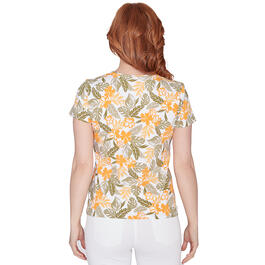 Petite Hearts of Palm Printed Essentials Floral Surplice Tee
