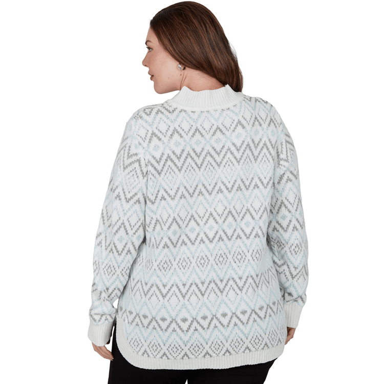 Plus Size Hearts of Palm Silver Linings Mock Neck Diamond Sweater