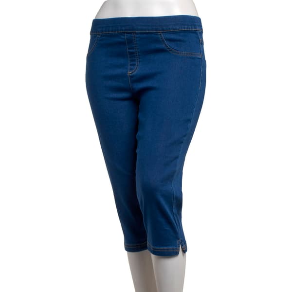 Womens Erika Joey Pull On Slit Hem Denim Capris - image 