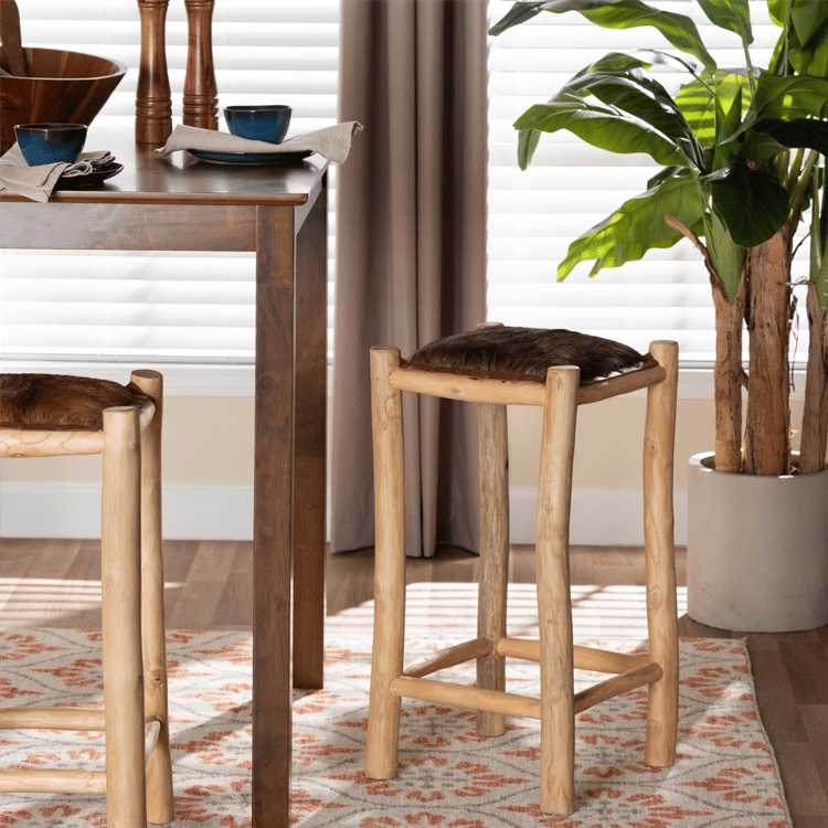 bali & pari Rivera Genuine Goat Leather Counter Stool