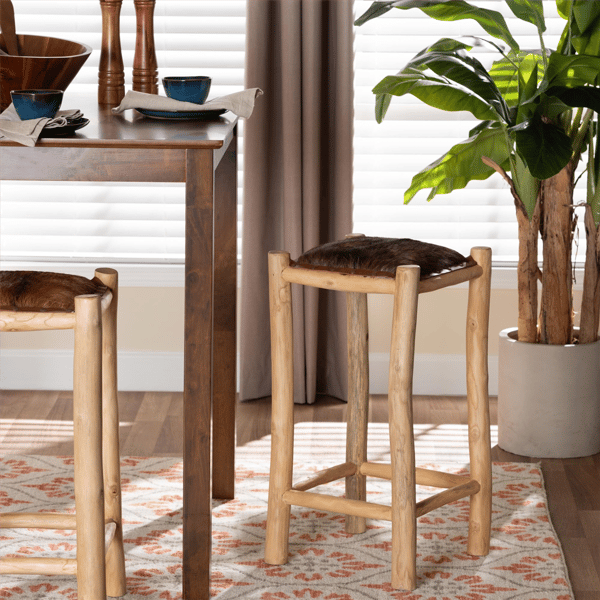bali & pari Rivera Genuine Goat Leather Counter Stool