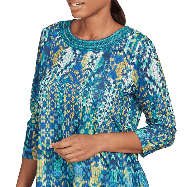 Womens Ruby Rd. Fall Flair 3/4 Sleeve Kaleidoscope Blouse