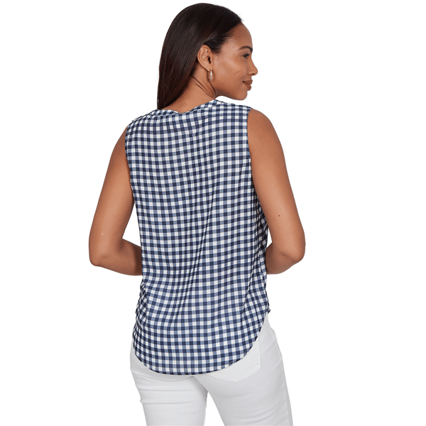 Womens Emaline Sapphire Serenade II Sleeveless Gingham Blouse