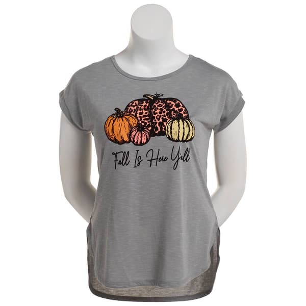 Womens Tru Self Cap Sleeve Fall Is Here Shirttail Tee