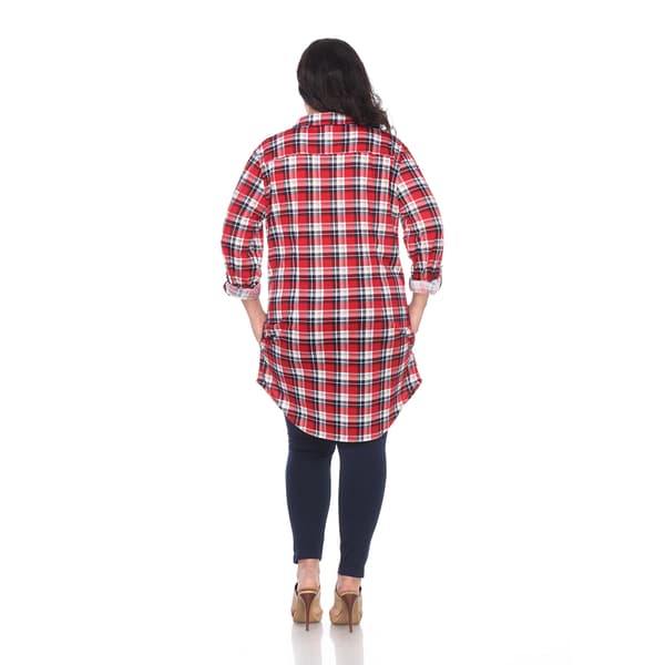 Plus Size White Mark Piper Stretchy Plaid Tunic Shirtdress