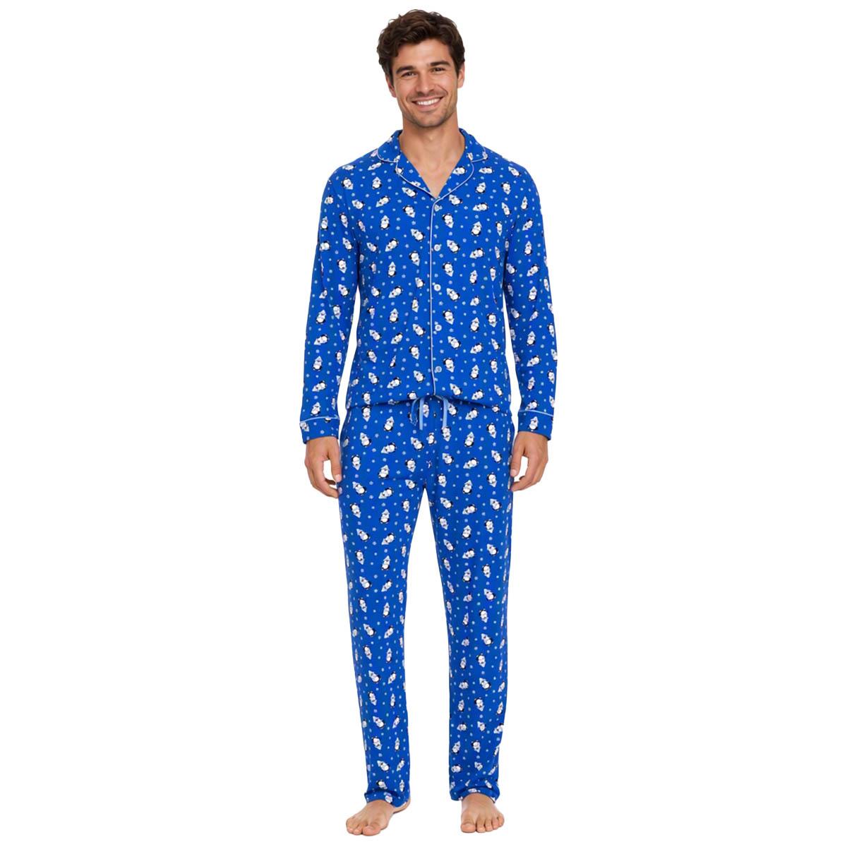 Mens Pillow Talk Long Sleeve Winter Penguin Pajama Set