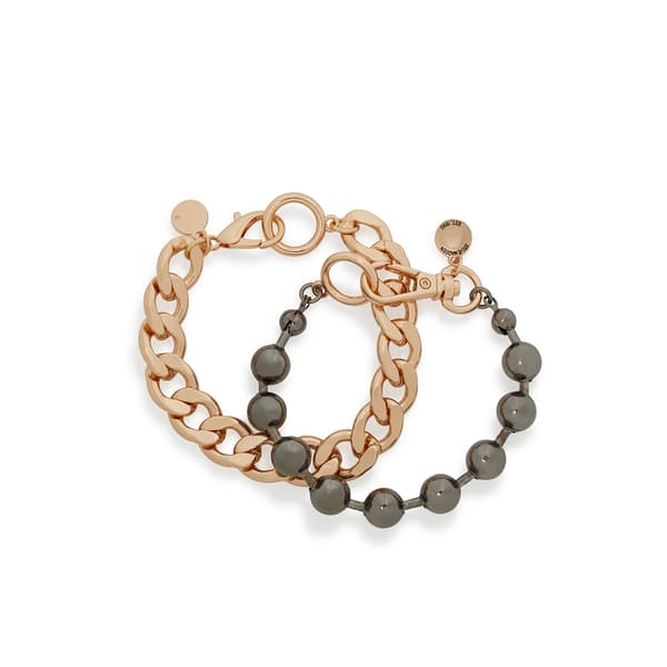 Steve Madden Set of 2 Curb & Ball Chain Bracelet Set