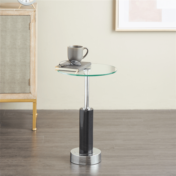 9th & Pike® Glam Black Marble Accent Table