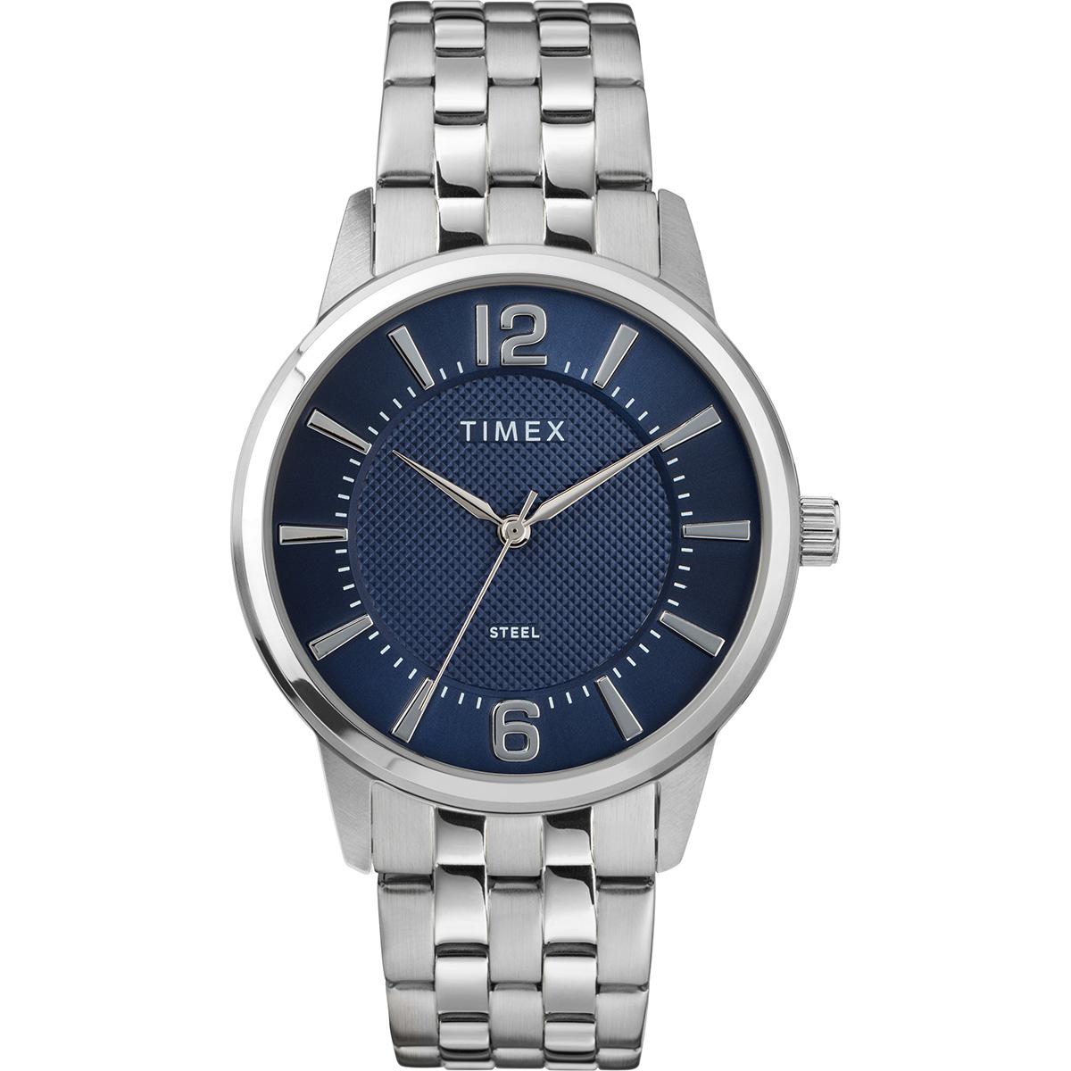 Mens Timex® Stainless Steel With Blue Dial Watch - TW2T59800JI