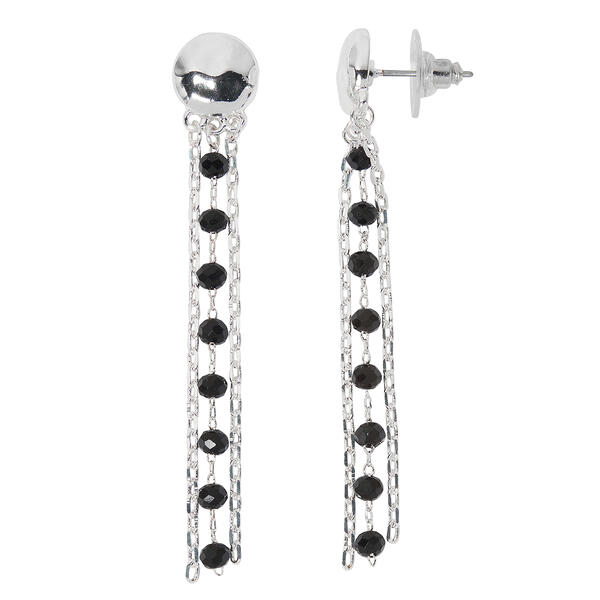 Design Collection Faceted Bead & Chain Hammered Drop Earrings - image 