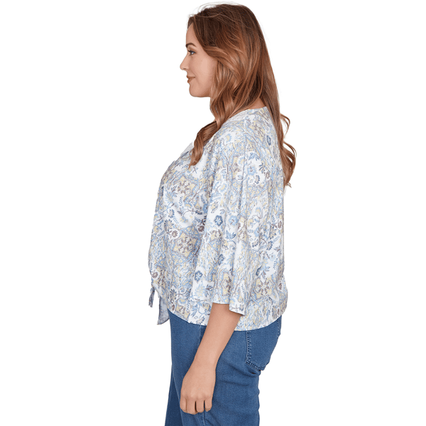 Plus Size Skye''s The Limit Quiet Wave Patchwork Crochet Blouse