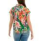 Womens Zac & Rachel Cap Sleeve Leaf Button Front Blouse - image 2