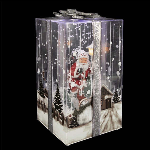 Northlight Musical Santa Snowing Gift Box Christmas Décor