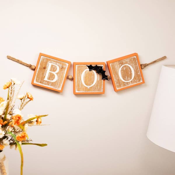 Northlight 27.5in. Beige and Orange BOO Halloween Hanging Banner
