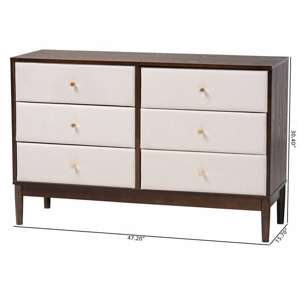 Baxton Studio Nikolai Mid-Century Wood 6-Drawer Dresser
