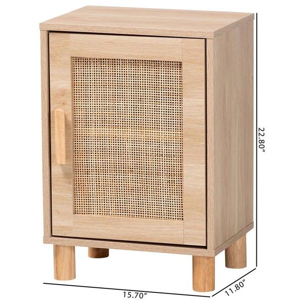 Baxton Studio Maclean Natural Brown Wood 1-Door Nightstand