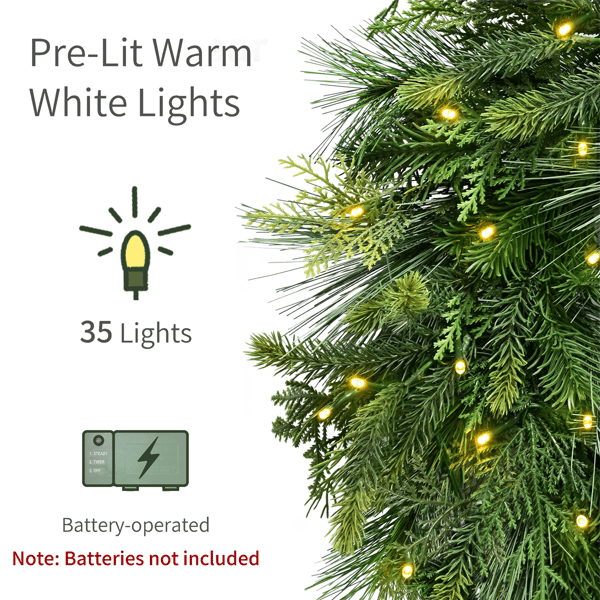 Puleo International 24in Pre-Lit Warm White LED Artificial Wreath