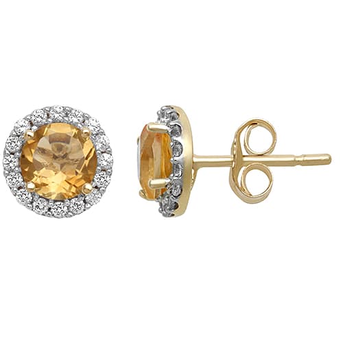 Gemstone Classics(tm) Citrine & White Sapphire Earrings - image 