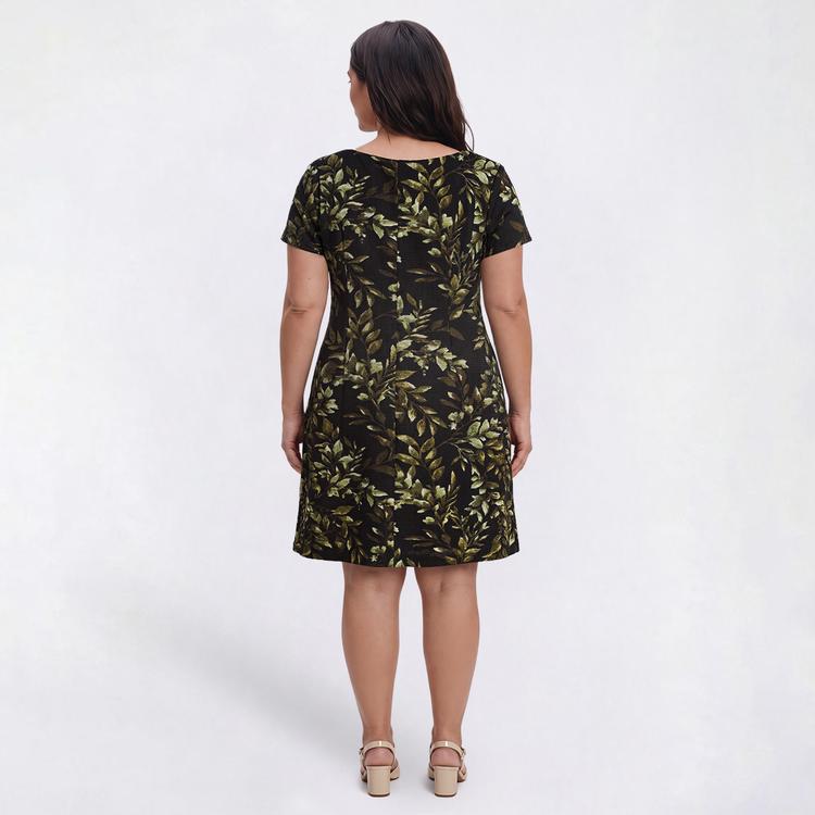 Plus Size Connected Apparel Short Sleeve Leaf Sheath Dress