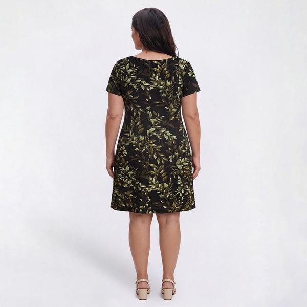 Plus Size Connected Apparel Short Sleeve Leaf Sheath Dress