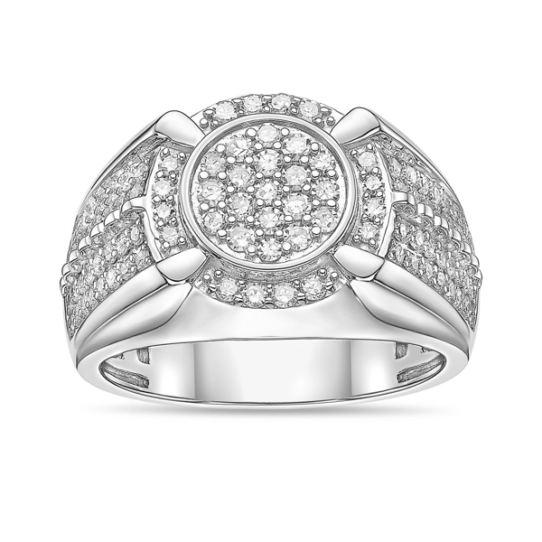 Mens Lynx Sterling Silver 1ctw. Lab-Grown Diamond Ring - image 
