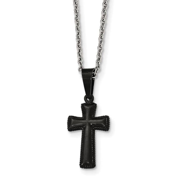 Mens Gentlemens Classics(tm) IP-Plated Small Pillow Cross Necklace - image 