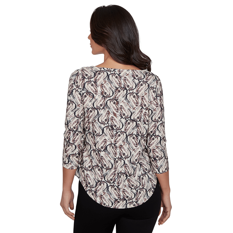 Womens Emaline Key Items 3/4 Sleeve Boat Neck Stallion Blouse