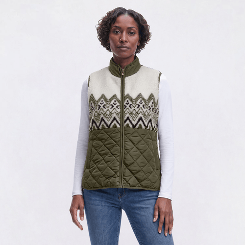 Womens Erika Quilted Sherpa Geometric Vest - image 
