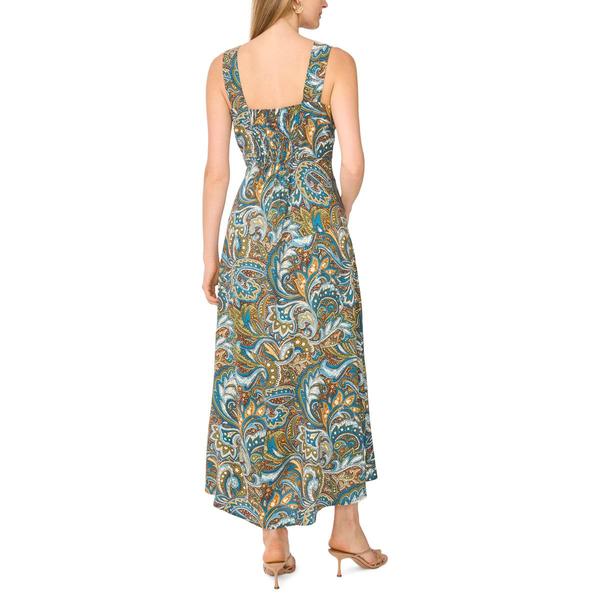 Womens MSK Sleeveless Square Neck Paisley Midi Dress