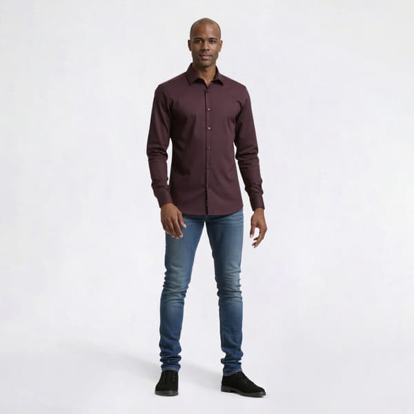 Mens Bill Blass Essentials Slim Fit Dress Shirt - Plum Perfect - image 