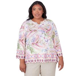 Plus Size Alfred Dunner Garden Party Paisley Floral Border Top