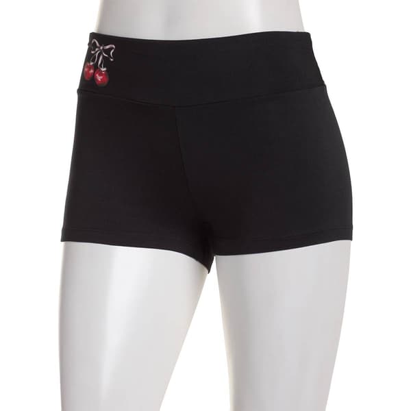 Juniors Derek Heart Cherry Graphic Soft Short Shorts - image 