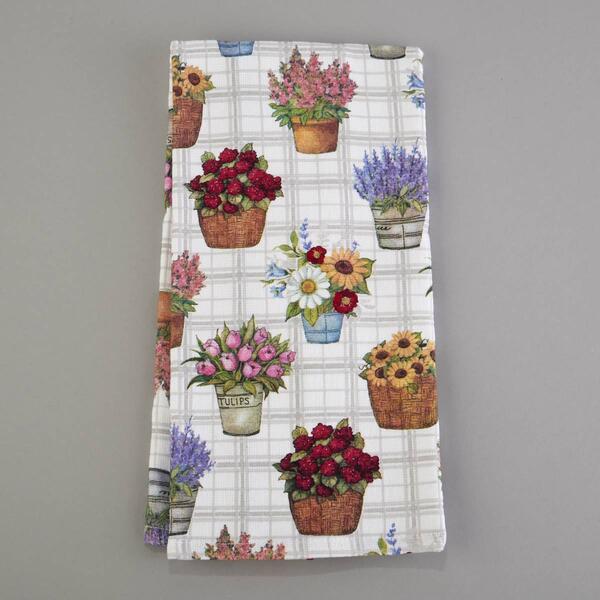 Flower Market Floral Pots Dual Kitchen Towel - image 