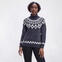 Womens Tint & Shadow Long Sleeve Fair Isle Turtleneck Sweater