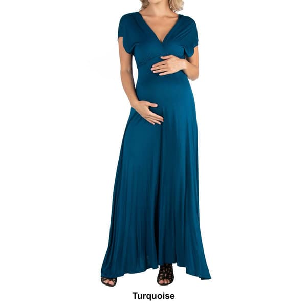 Plus Size 24/7 Comfort Apparel Maxi Maternity Empire Waist Dress